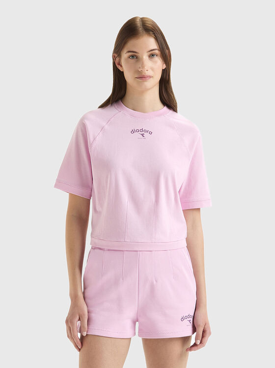 Tricou roz cu detaliu logo - 1