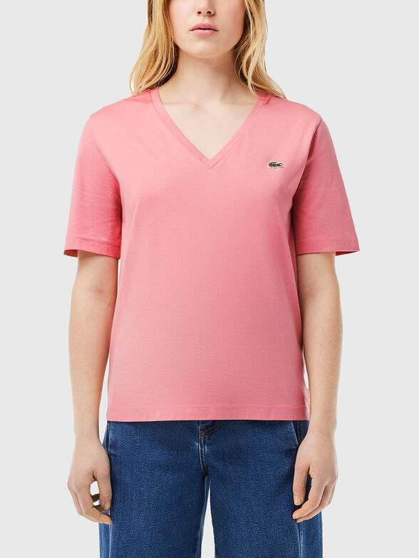 Black T-shirt with V-neck - 1