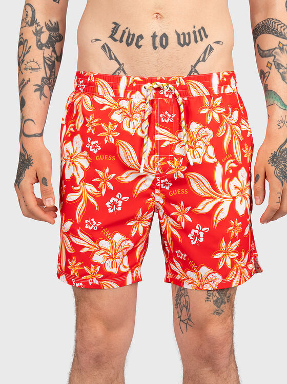 IBISCUS blue swimtrunks with floral print - 1