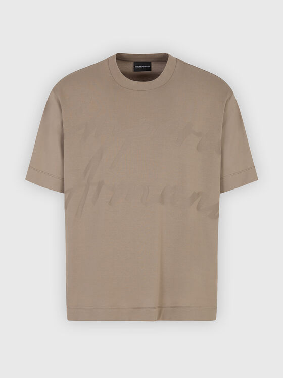 Cotton T-shirt with logo in beige - 1