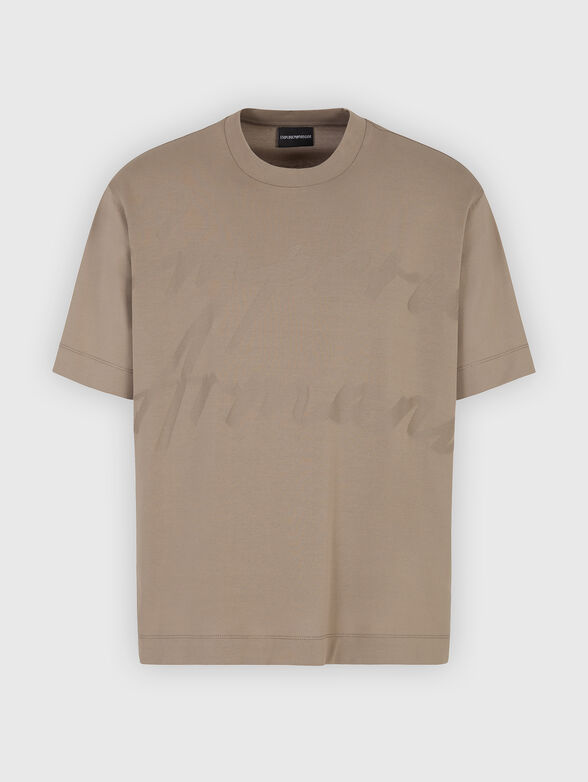 Cotton T-shirt with logo in beige - 1