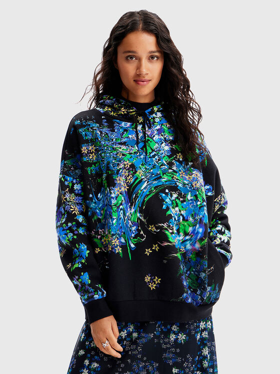 Oversized sweatshirt with floral details - 1