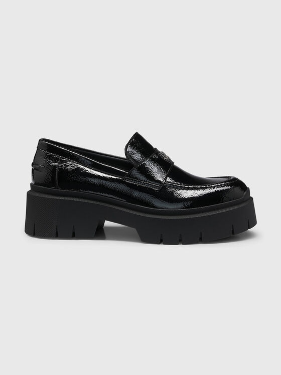Mocasini din piele cu logo - 1