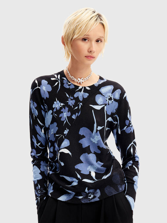 Sweater in viscose blend with floral print - 1