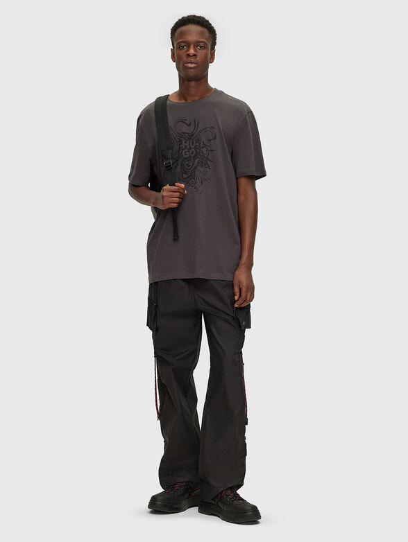 Cotton T-shirt with art print and logo - 2