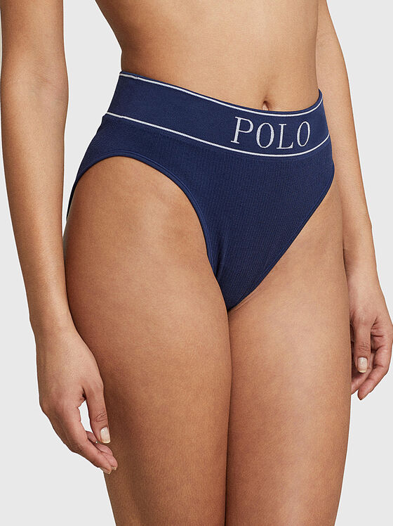Bikini sport albaștri cu talie înaltă - 1