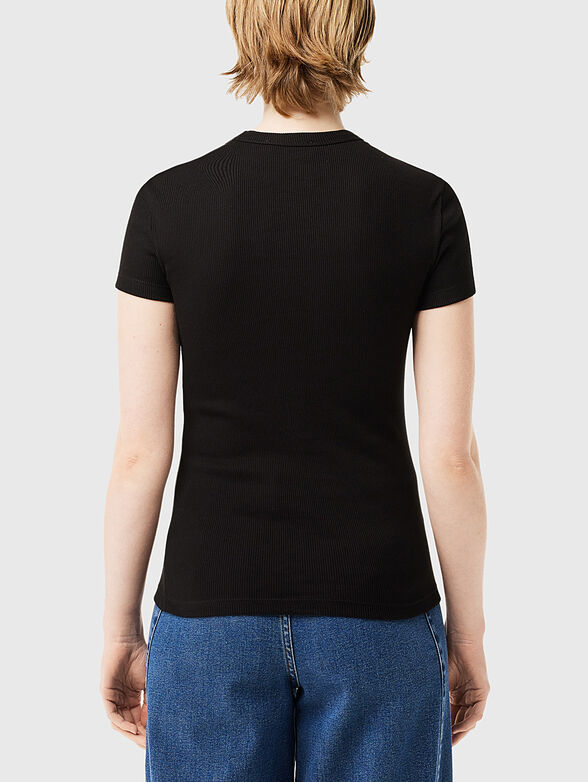Black T-shirt with embroidered logo  - 3