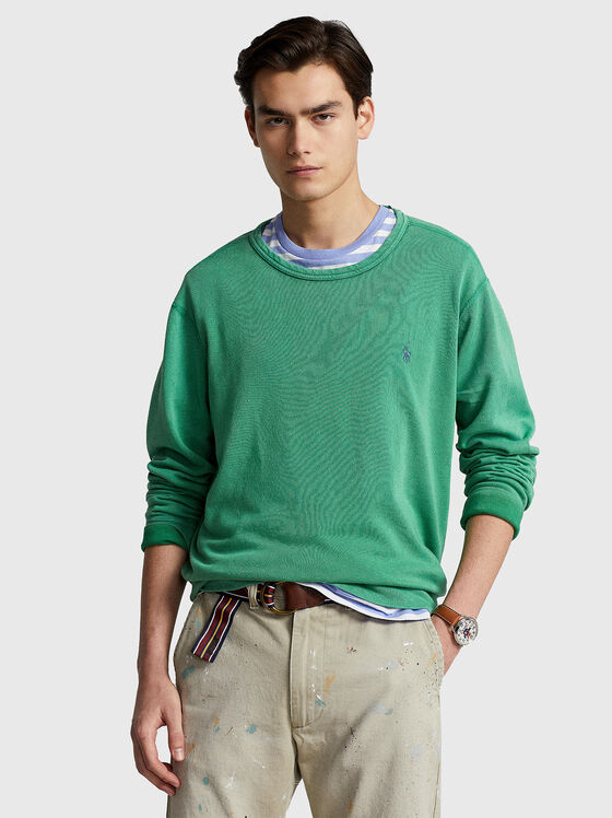 Green cotton sweatshirt - 1