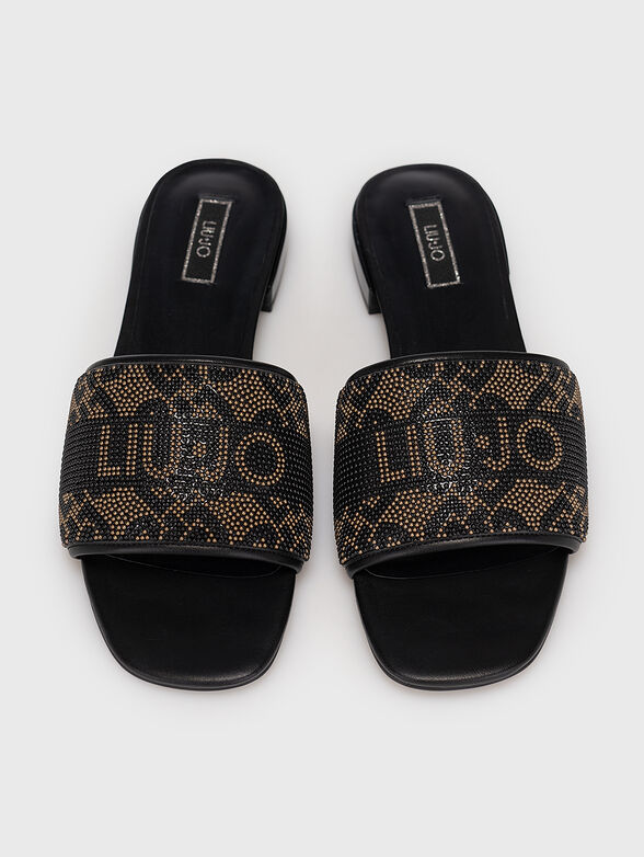 ASTRA 25 black slippers with appliqued beads - 6