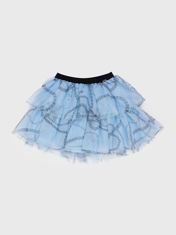 Blue ruffled skirt with contrast print - 1