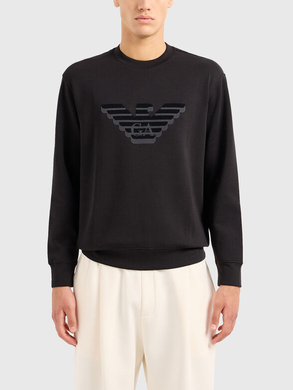 Sweatshirt with oval neckline and accent logo - 1