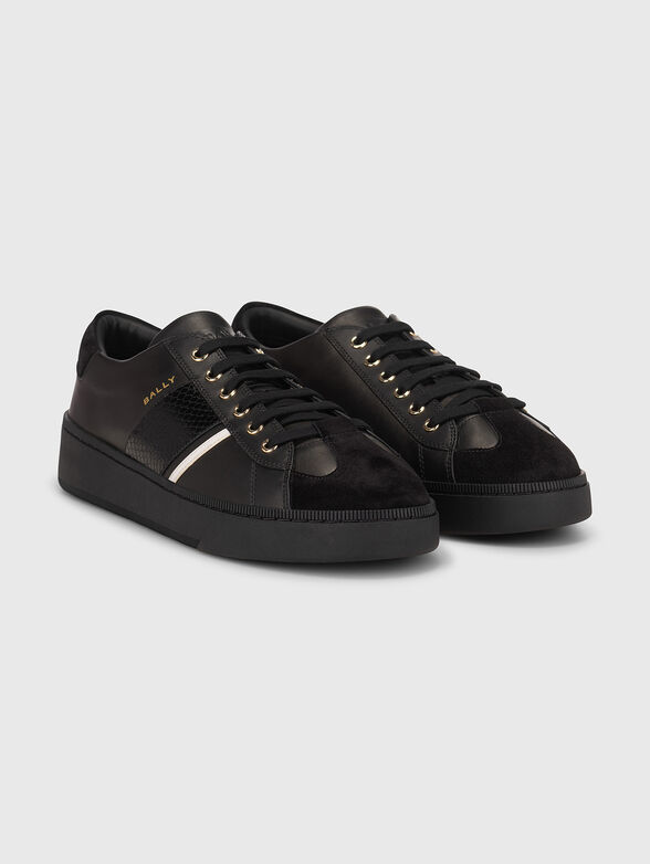 Black sneakers with metal logo accent - 2