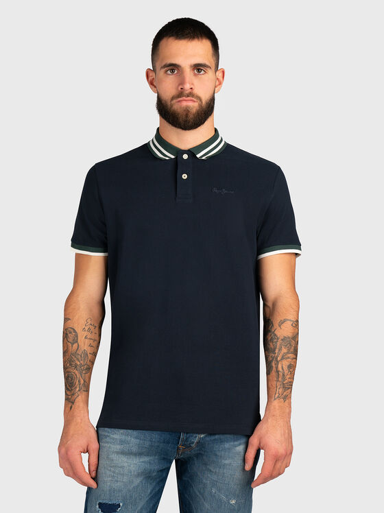 Cotton polo-shirt in dark blue color - 1