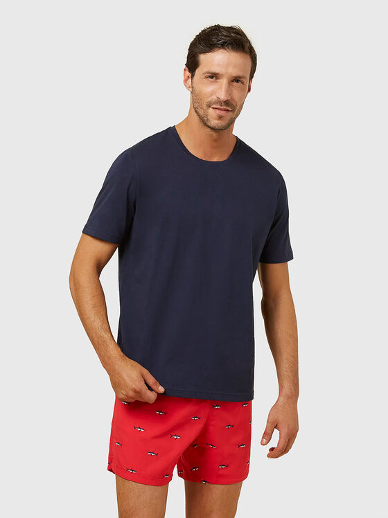 EASY LIVING cotton T-shirt in dark blue - 1