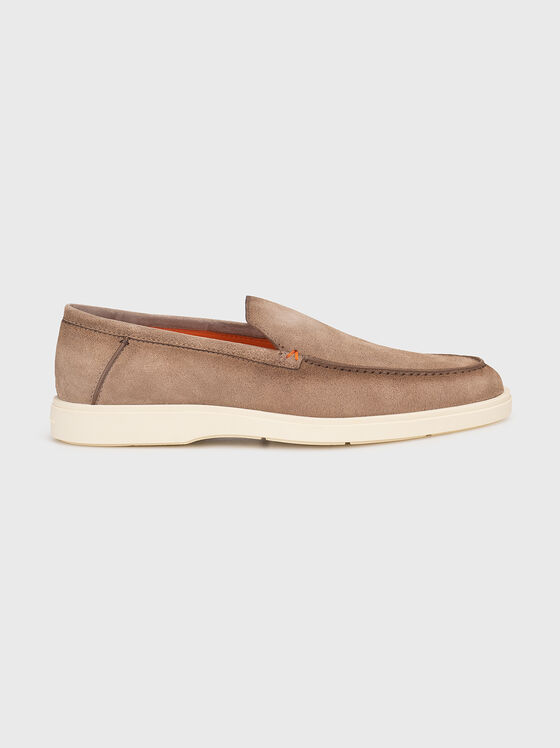 Mocasini bej din piele întoarsă - 1