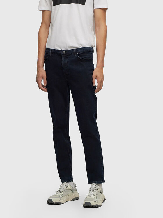 Dark blue jeans with logo patch - 1