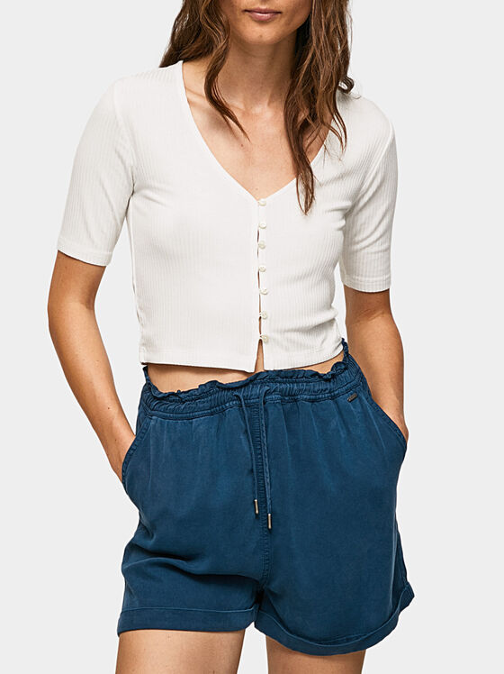 MEADOW white blouse with short sleeves and buttons - 1