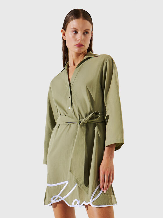 Rochie de plajă din bumbac cu logo - 1