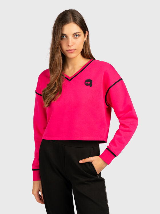 Cropped sweatshirt with contrasting details - 1
