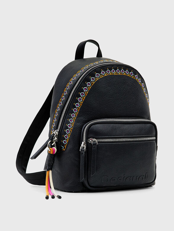 Black embroidered backpack - 3
