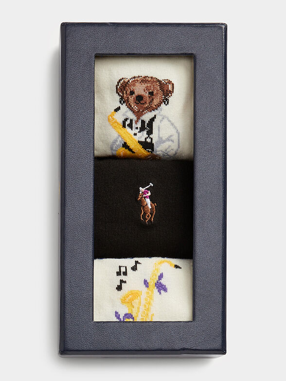 Set of three pairs of socks with embroidery - 2
