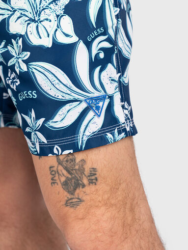 IBISCUS blue swimtrunks with floral print - 3