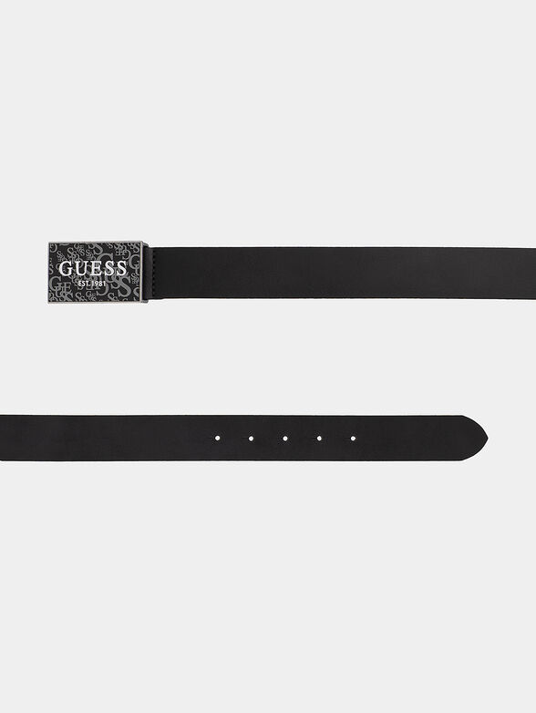 Black leather belt with logo buckle - 2