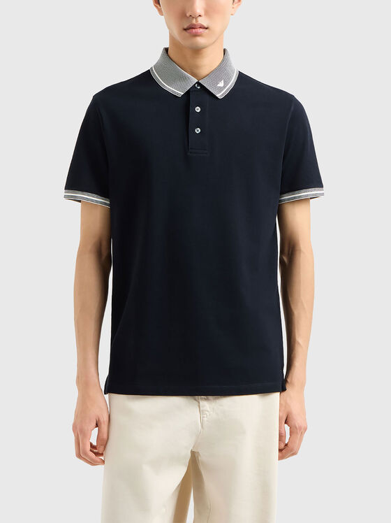 Tricou polo din piqué cu guler contrastant - 1