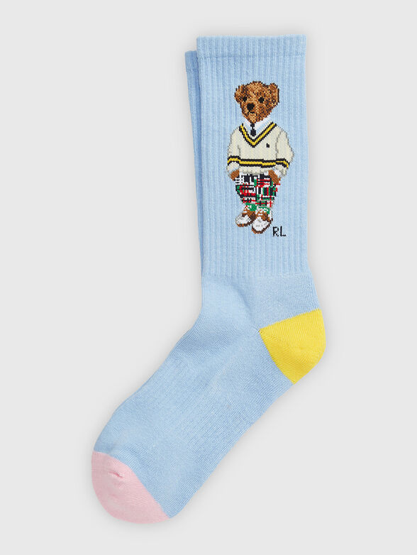 Blue socks with Polo Bear accent - 1
