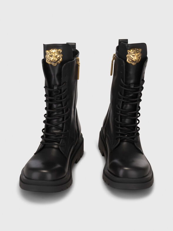 Black eco leather boots with detail  - 6