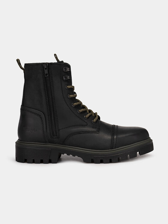 COMBAT black boots with accent laces - 1