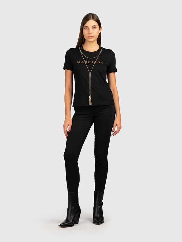 OLIVIA black T-shirt with golden element - 2