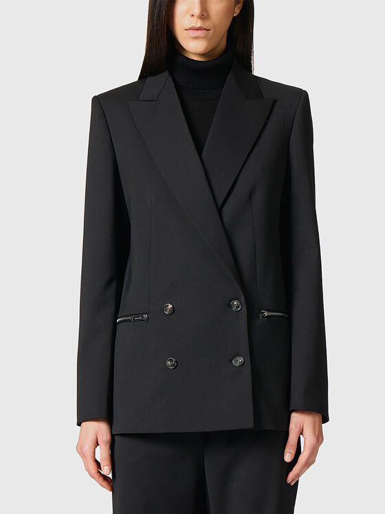 Black wool blend jacket - 1