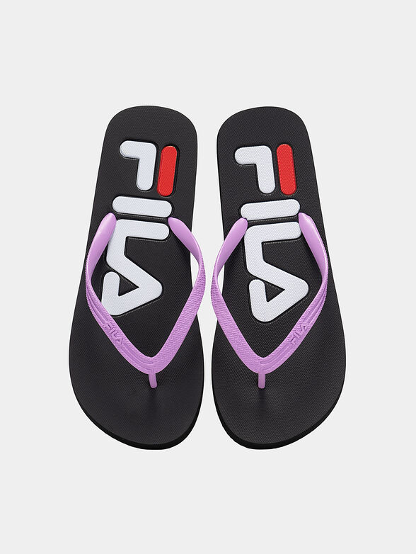 TROY black flip flops with contrasting logo - 6