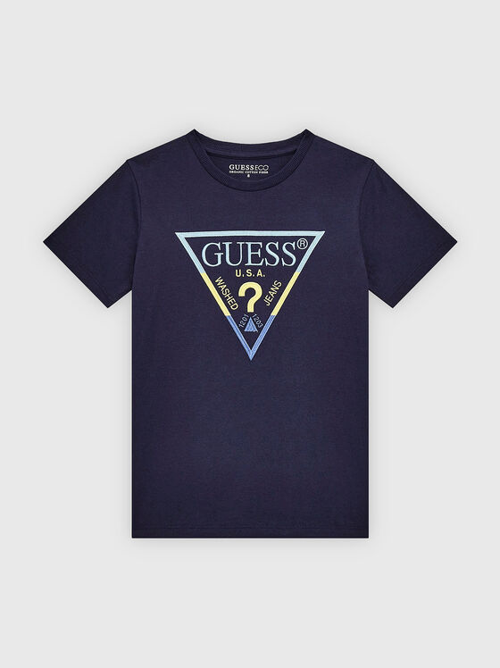 Tricou albastru închis cu logo imprimat - 1