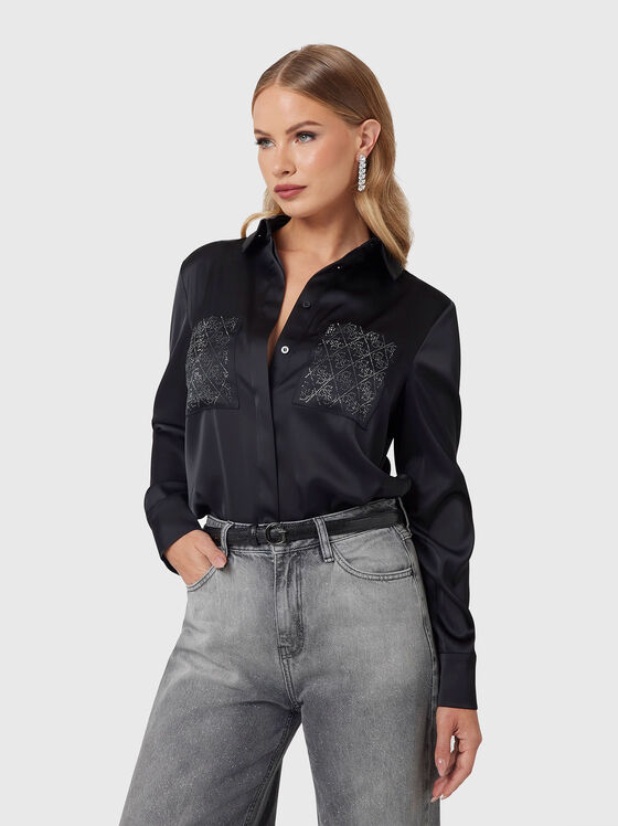 Black shirt with accent pockets - 1