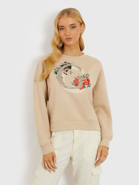 Sweatshirt with floral accents  - 1