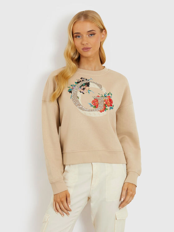 Sweatshirt with floral accents  - 1
