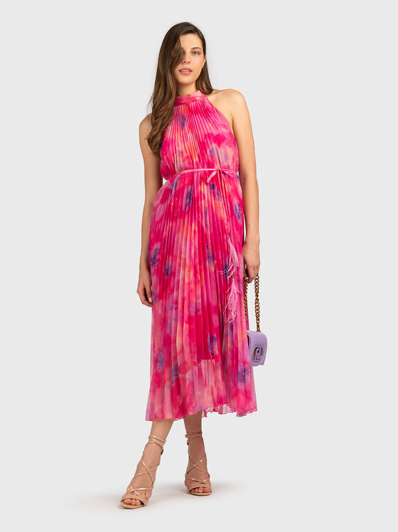 Rochie midi plisată, cu decolteu halter - 1
