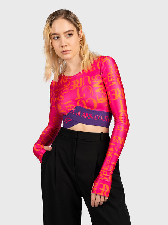 Cropped blouse with logo print - 1