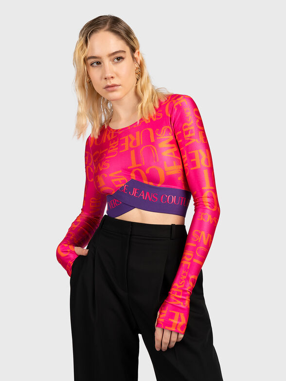 Cropped blouse with logo print - 1