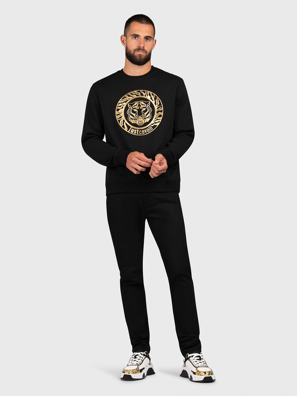 Black sweatshirt with contrast print  - 2