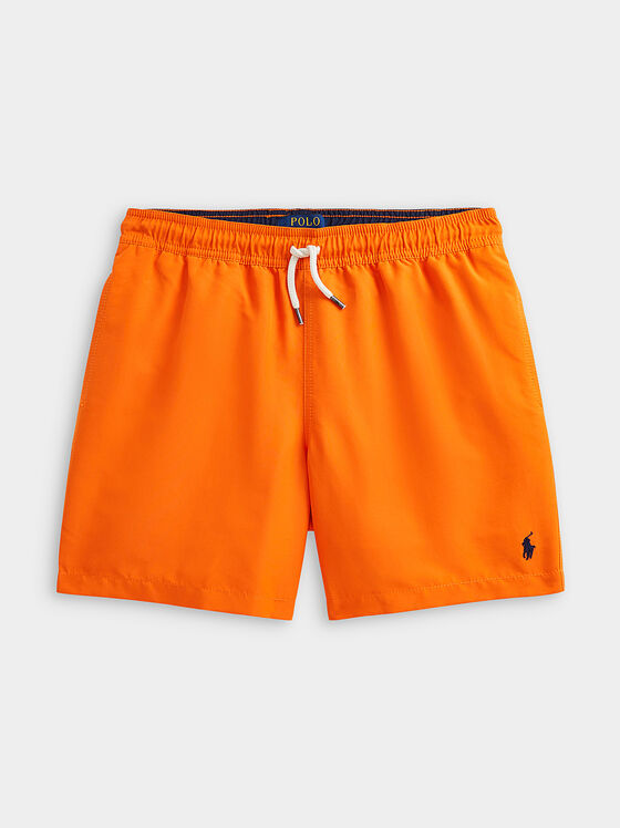 Pantaloni scurți de plajă portocalii cu accente logo - 1