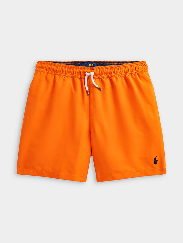 Swim trunks in orange color with logo accent - 1
