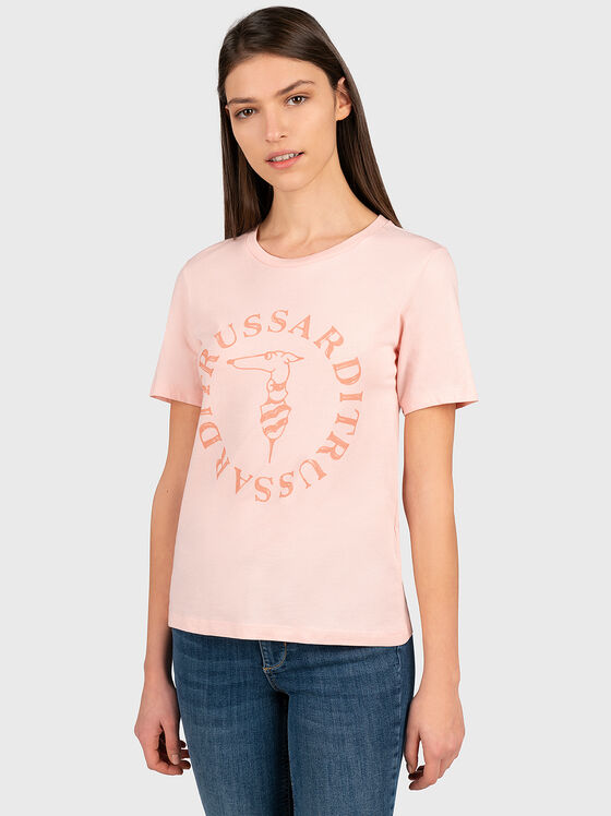 Tricou roz cu imprimeu logo - 1