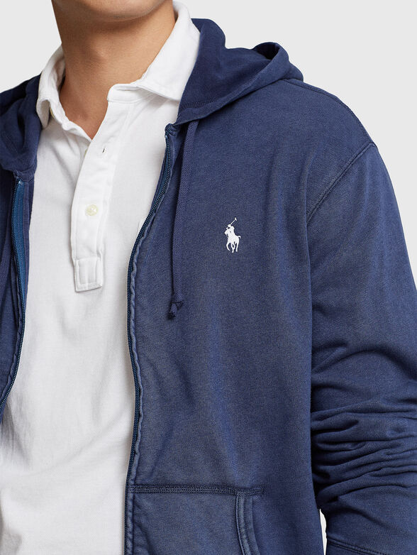 Blue cotton sweatshirt with logo embroidery - 4