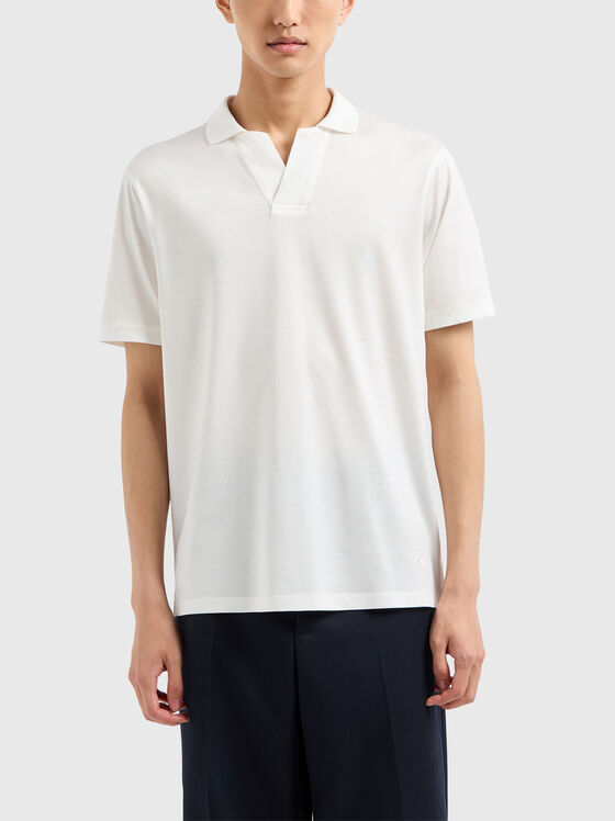 Tricou polo alb cu detaliu logo  - 1