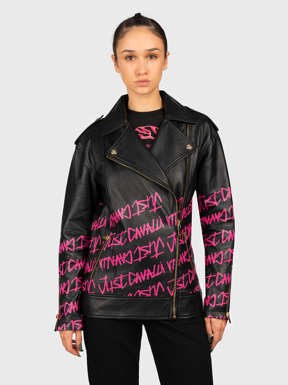 Logo-print leather jacket  - 1