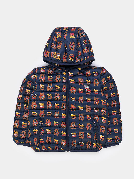 Down jacket with a bear print - 1
