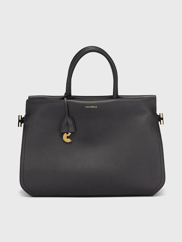 Black leather bag with gold details - 1